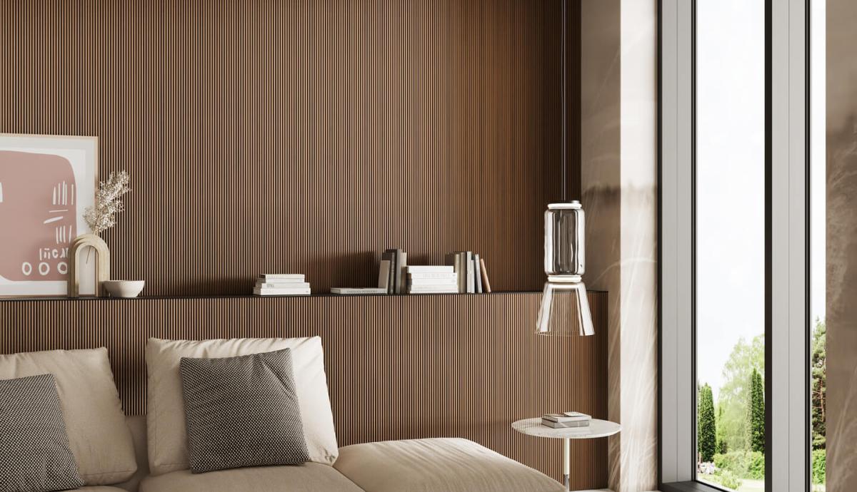 UNOLEGNO - Boiserie VERTICAL Cannete Noce scuro