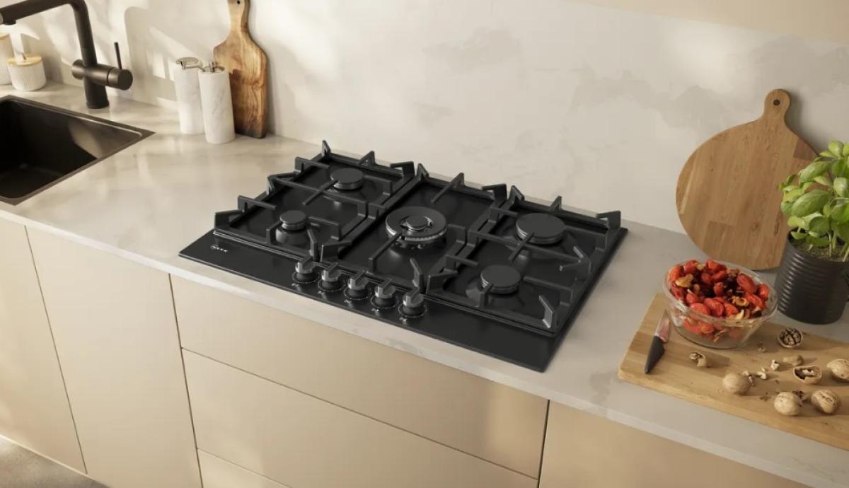 NEFF - Piano cottura a gas 75 cm acciaio smaltato, Nero